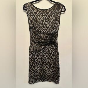 Reiss Bodycon Black Lace Midi Dress Size 4